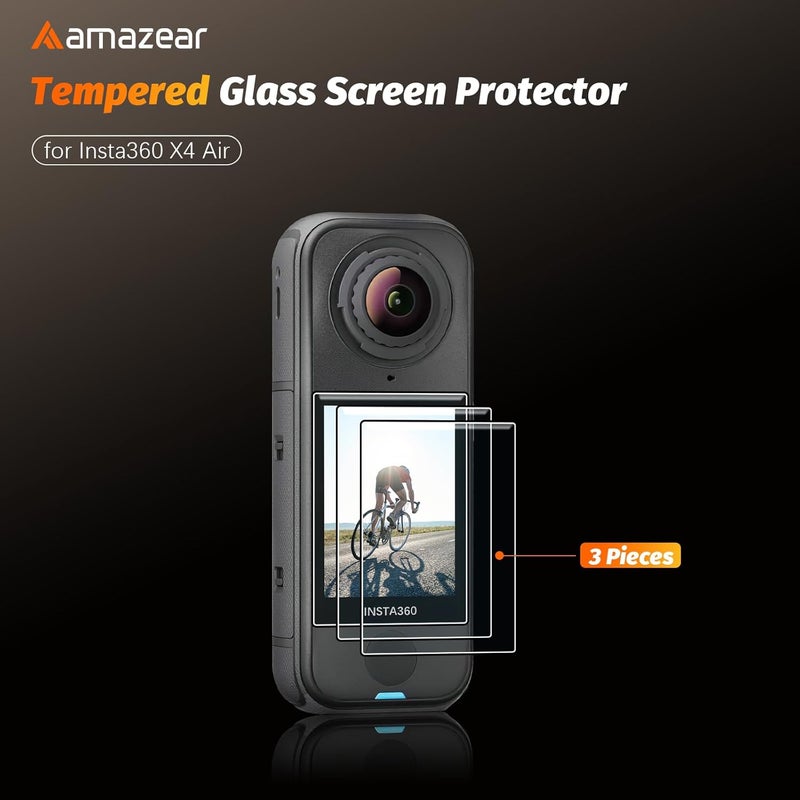 AMAZEAR Screen Protector for Insta360 X4 Air Accessories (3 Pack), Insta 360 X4 Air Tempered Glass LCD Display Film Screen Protective Cover, Ultra HD, 9H Hardness, Scratch Resistant - Image 2